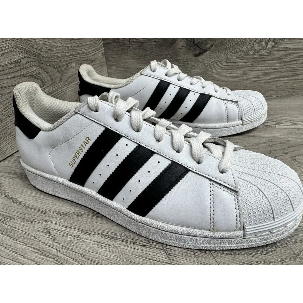 Adidas Superstar Originals White Black Leather Womens Sneakers Shoes Size 8.5